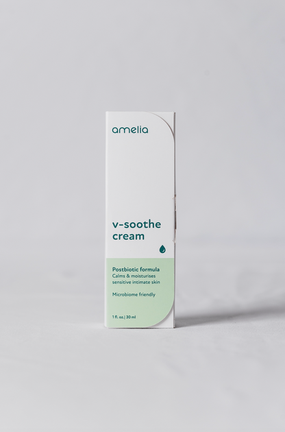 Amelia Bio V-Soothe cream designed for vaginal dryness support