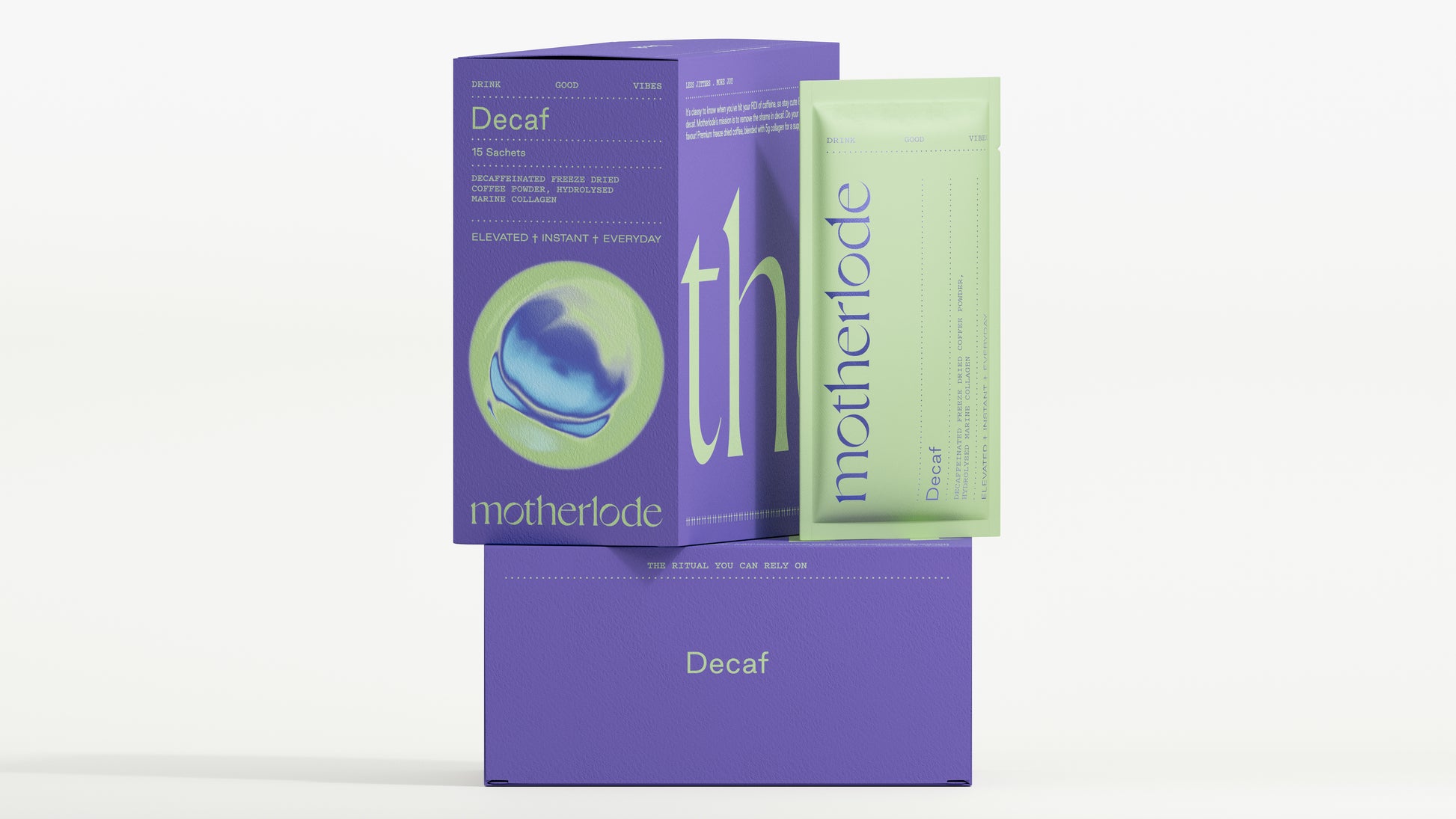 Motherlode Decaf coffee sachets for daily rituals and caffeine free coffee enjoyment