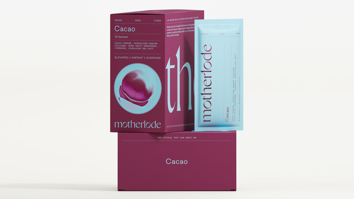 Motherlode Cacao wellness drink sachets for daily rituals