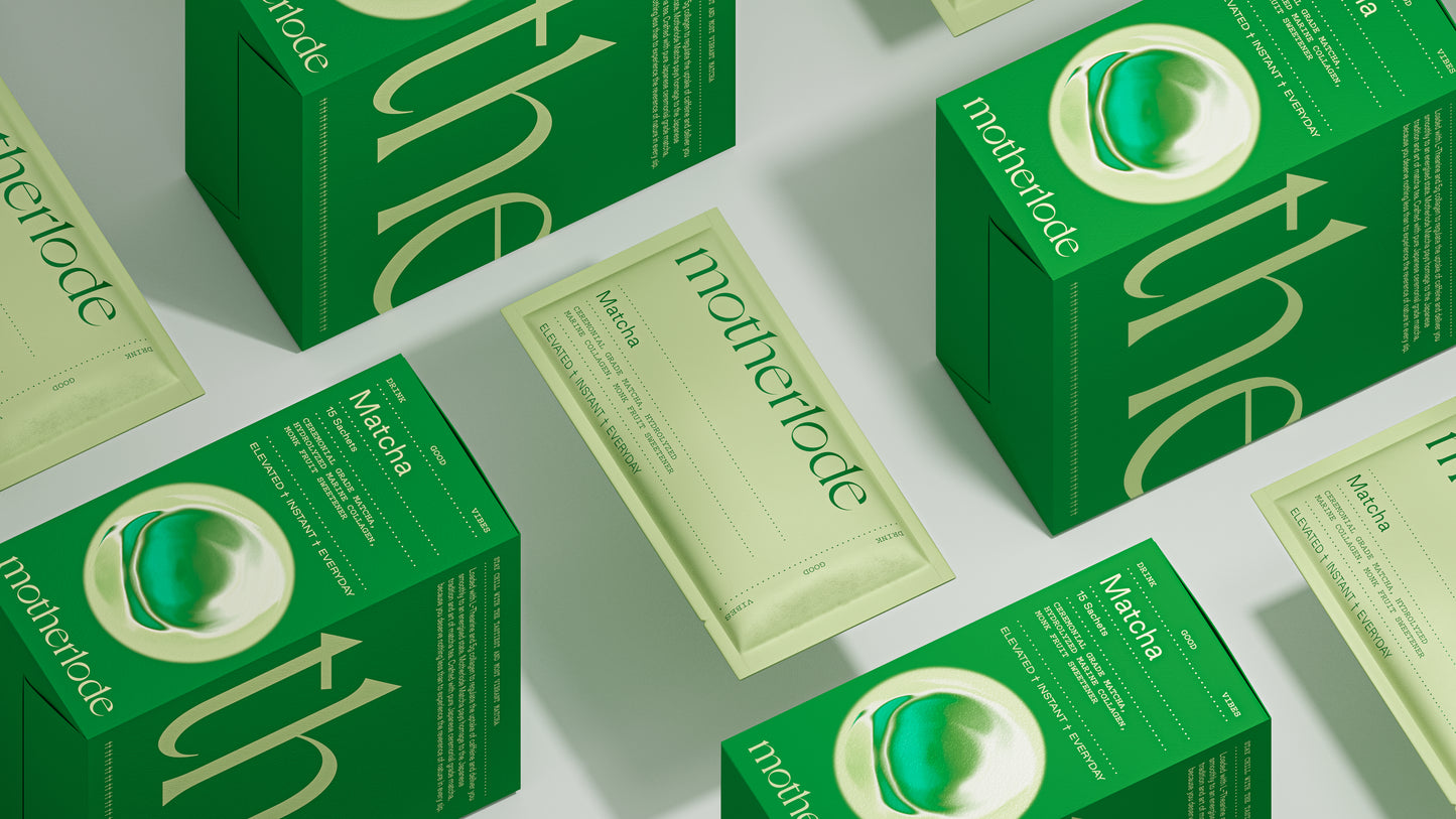 Motherlode Matcha ceremonial grade matcha blend with collagen