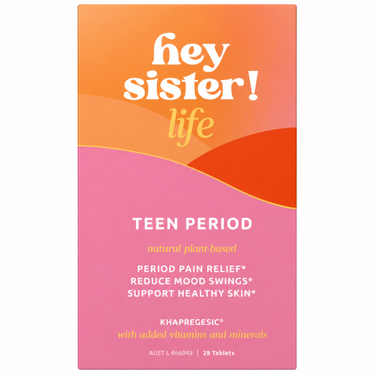 Hey Sister Life Teen Period supplement for teen menstrual wellbeing and cycle support