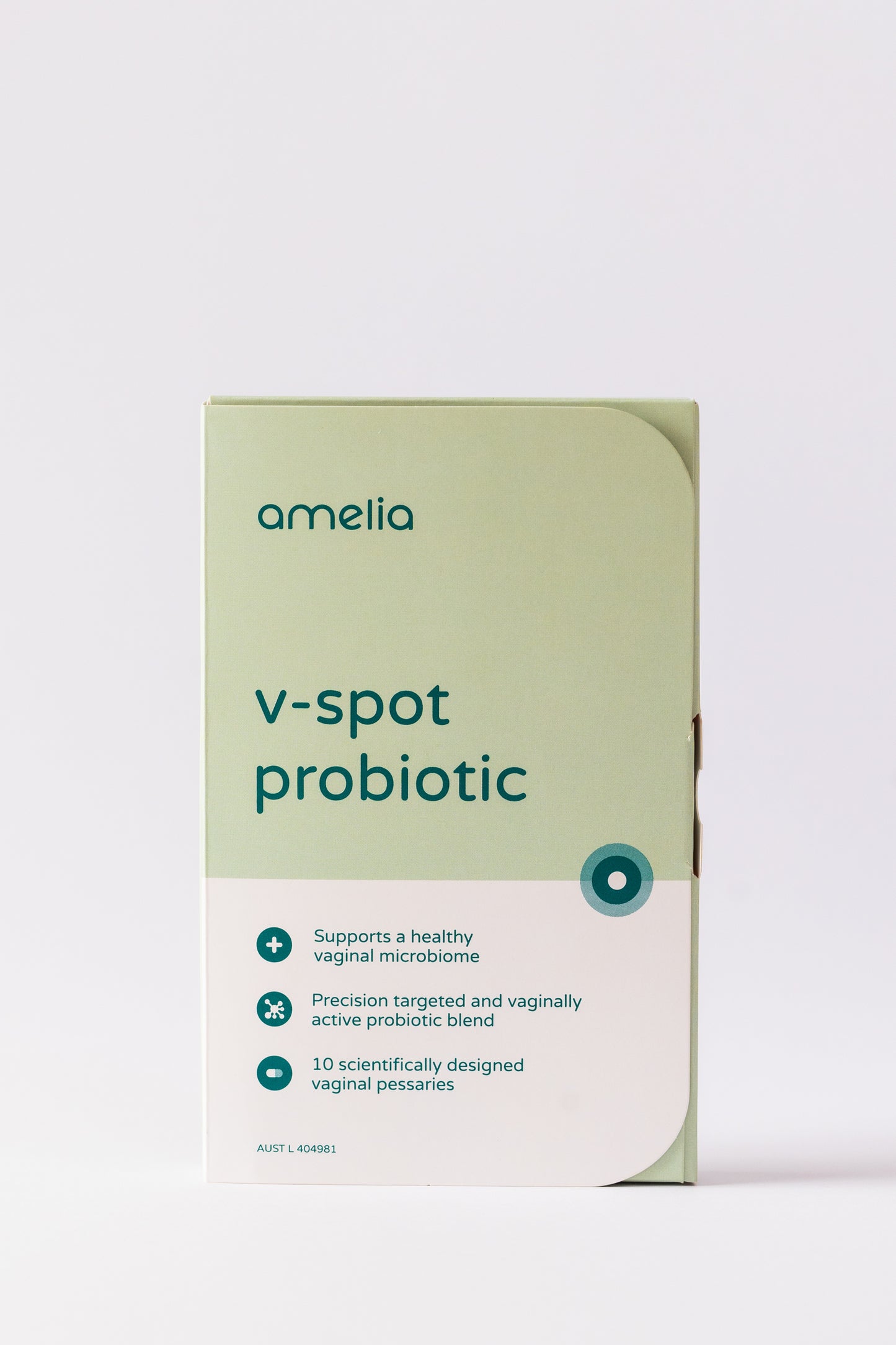 Amelia Bio V-Spot vaginal probiotic suppository for vaginal microbiome support
