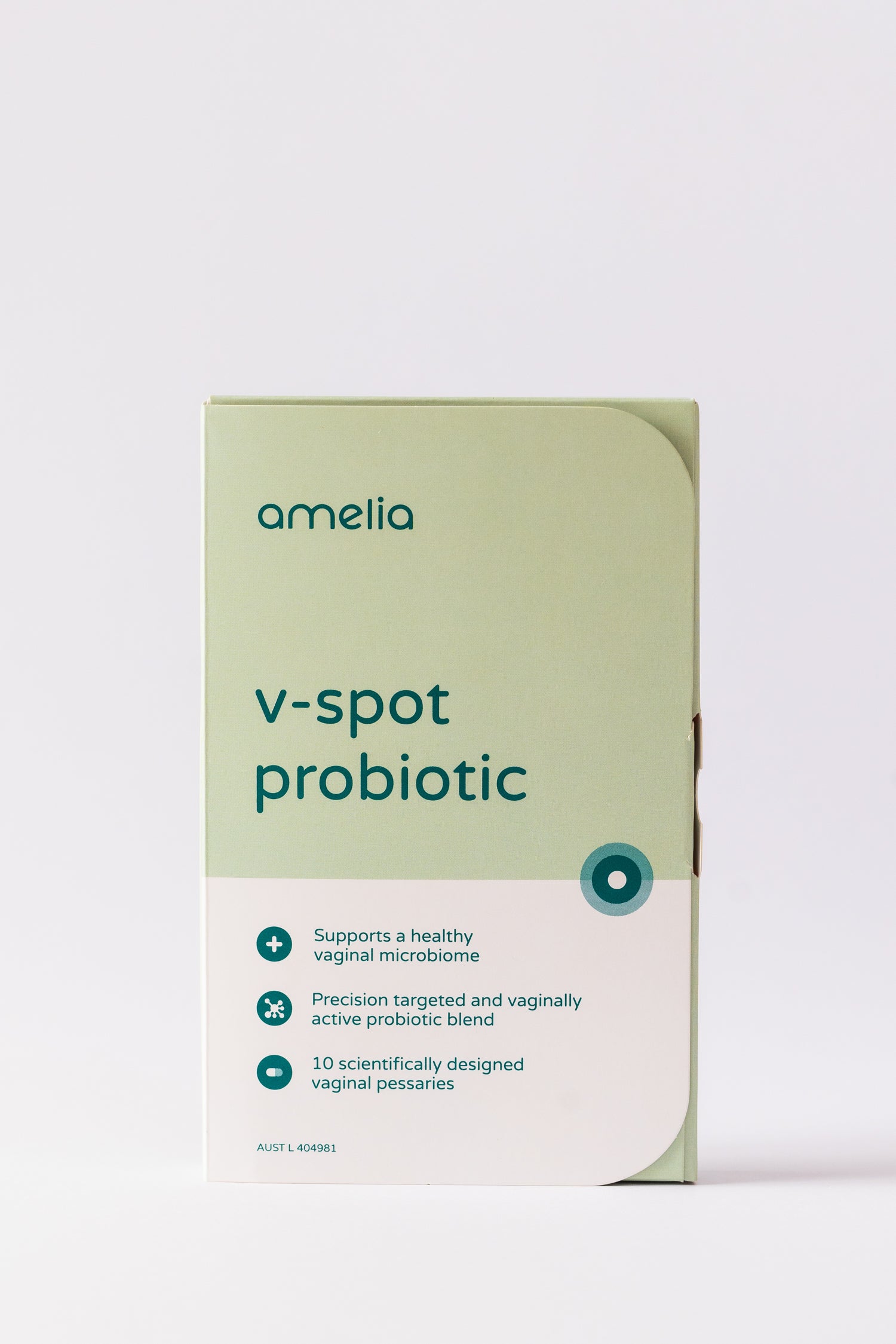 Amelia Bio V-Spot vaginal probiotic suppository for vaginal microbiome support