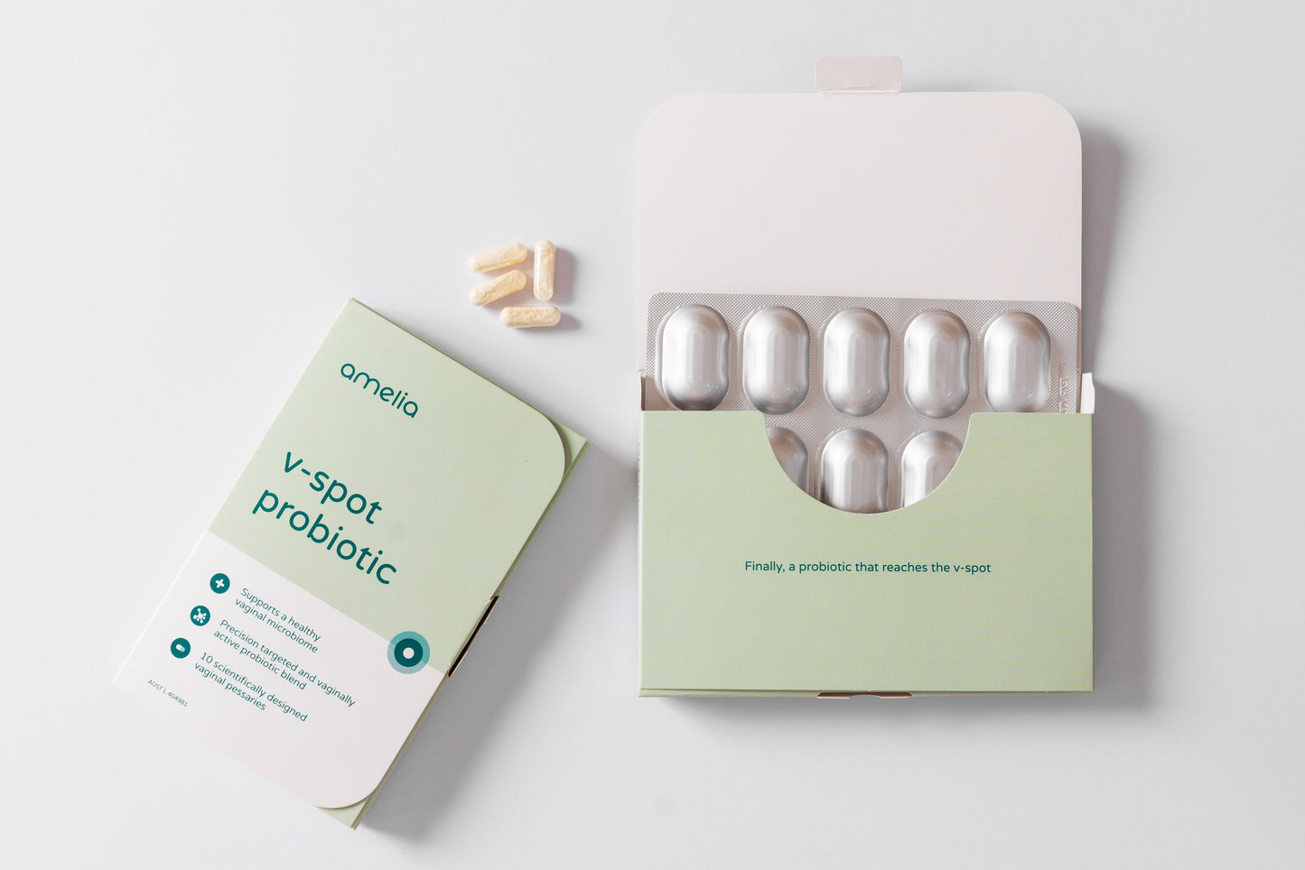 Amelia Bio V-Spot probiotic suppositories for women's intimate wellness